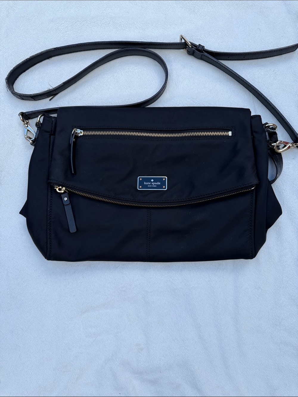 kate spade Black Nylon Crossbody with Gold Hardware